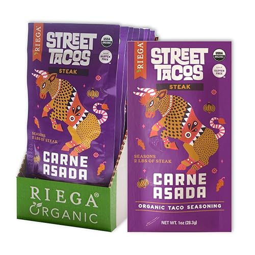 Riega Condimento orgánico de carné Asada Street Taco, mezcla hace el adobo perfecto de carné Asada para condimentar el martes de tacos, 1 onza