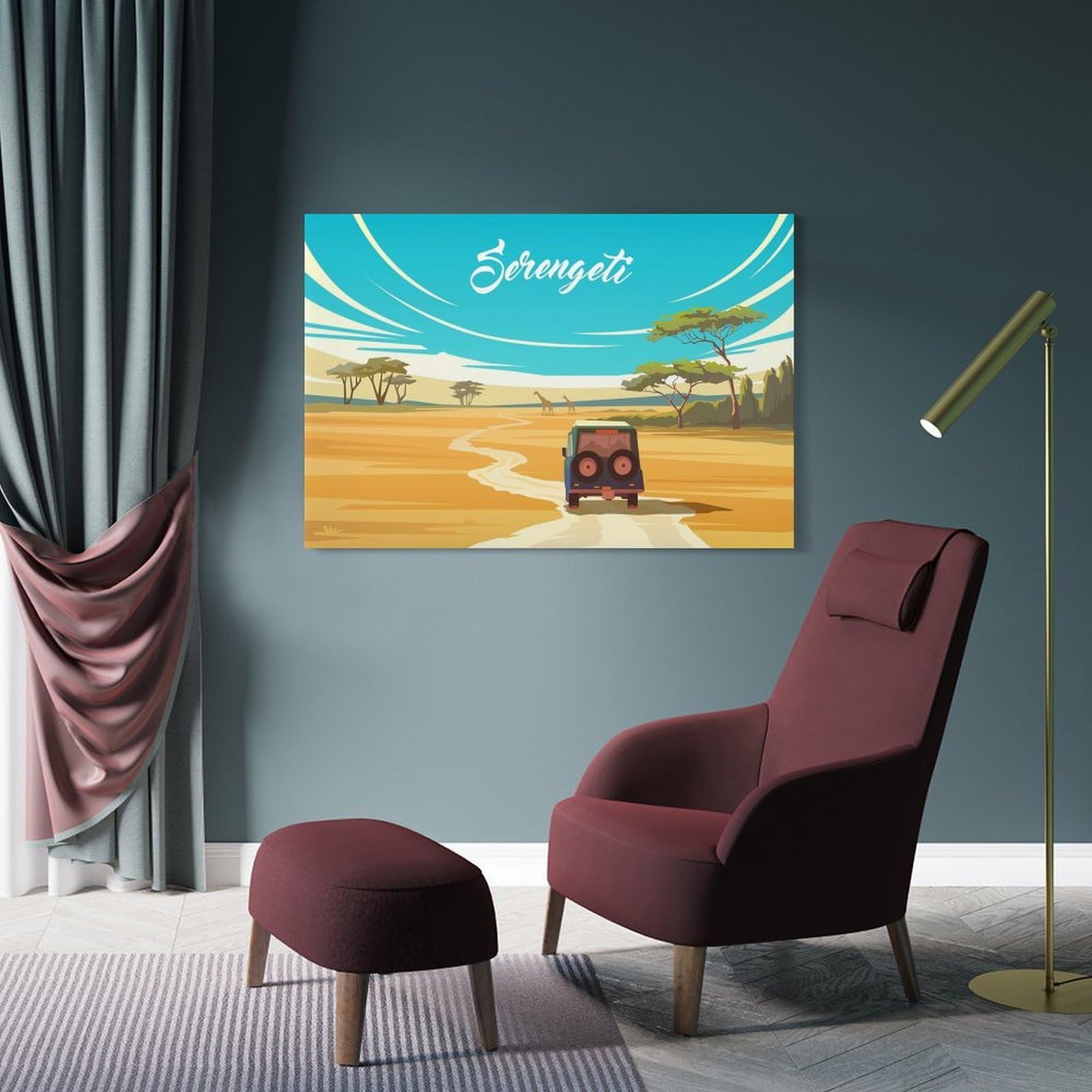 Junmoney Serengeti Room Decor Wall Art, 08x12inch(20x30cm), for Entrance Walls, Hall Decor Or Foyers, A Neat Decor Update for Hallways