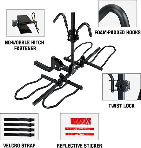 Miniatura 2 de Plataforma montada en enganche de 2 bicicletas, portabicicletas plegable para coches, camiones, SUV, minivans con receptor de enganche de 2 pulgadas