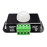 Motion Sensor Switch Controller with PIR Sensor, DC 5V-24V Input/Output, Adjustable Delay Timer, Terminal Block & Enclosure - for Lights, Automation & Security Systems