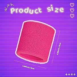 Bememo 12 Pcs Neon Sweatbands Wristband Sweat Wrist Band Competitions Absorbent Sweatbands for Men Women, for Sports, Running(2.36,Green, Neon Green, Sky Blue, Pink, Neon Pink, Orange)