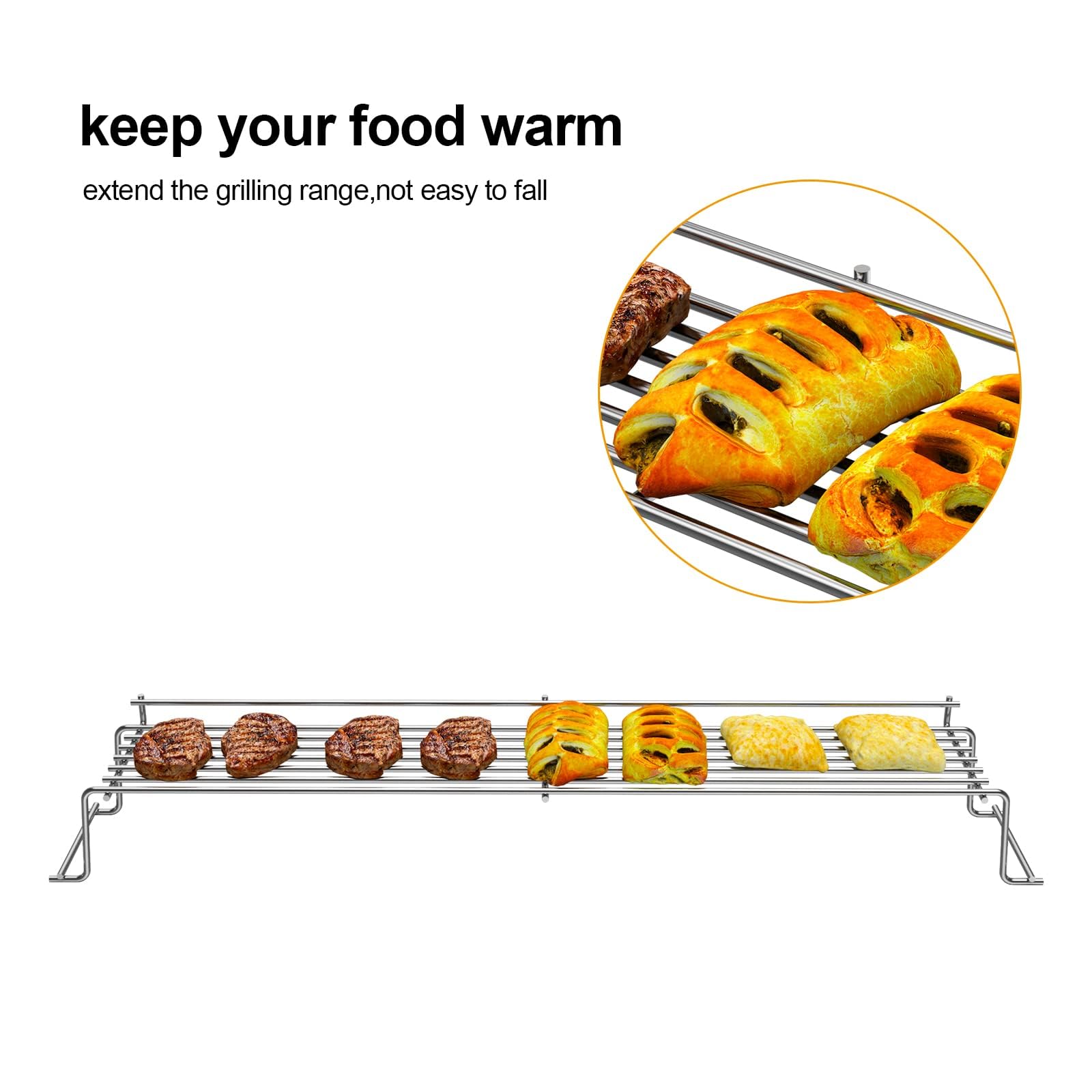 65054 62749 81323 Grill Warming Rack for Weber Genesis E310,E320,E330,S310,S320,S330,EP-330,ESP310 Gas Grill, Raised Warming Rack Replacement Part for Weber Genesis 300 Series,Stainless Steel - 5