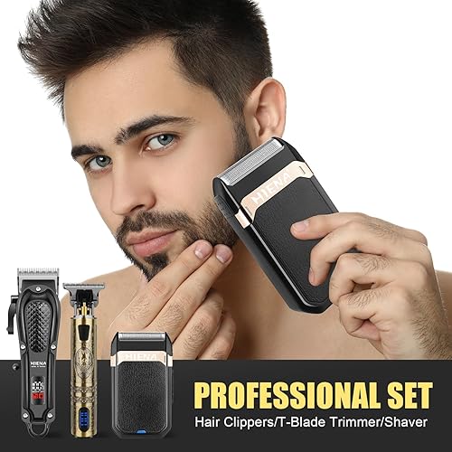 Miniatura 6 de HIENA PRO Cortadora de pelo profesional para hombres, cortadora de pelo inalámbrica para corte de cabello, kit de corte de pelo LED 3 en 1 con