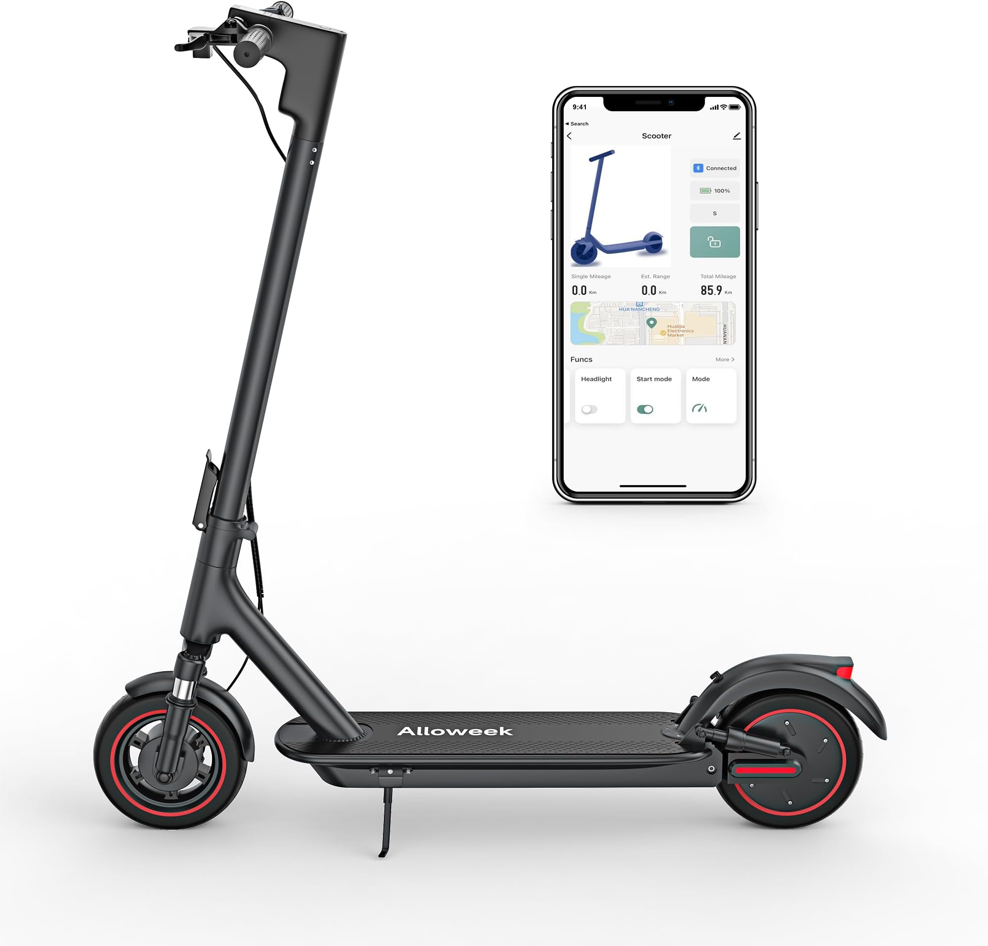 Electric Scooter, 10" /8.5" Solid Tires, 500W/350W Motor,19/22Mph, 22/28/52 Miles Long Range, Folding E-Scooter with Dual Suspension and Braking System