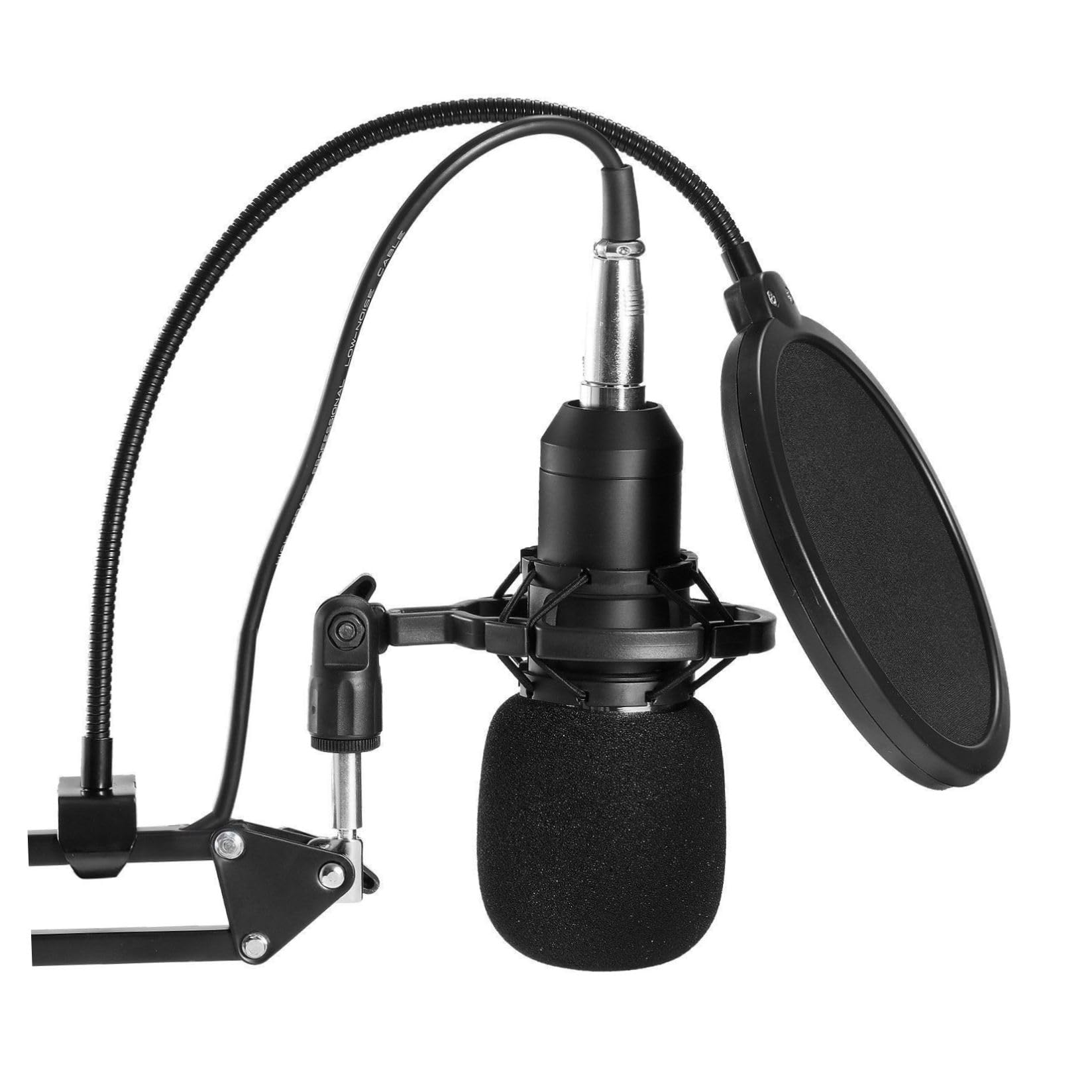 ifundom Kit de Micrófono Condensador y Filtro Antipop Bm-800 Negro con Soporte Metálico Alta Sensibilidad y Reducción de Ruido para Estudios de Grabación y Radiodifusión