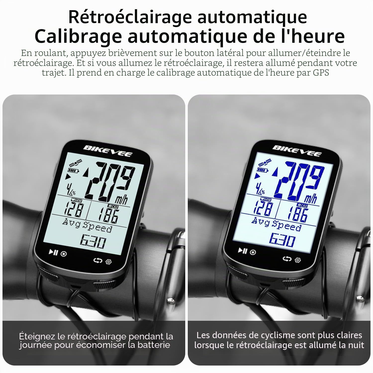 Ordinateur de vélo GPS sans fil ANT+ Bluetooth 2,6" Écran en verre Batterie 50H