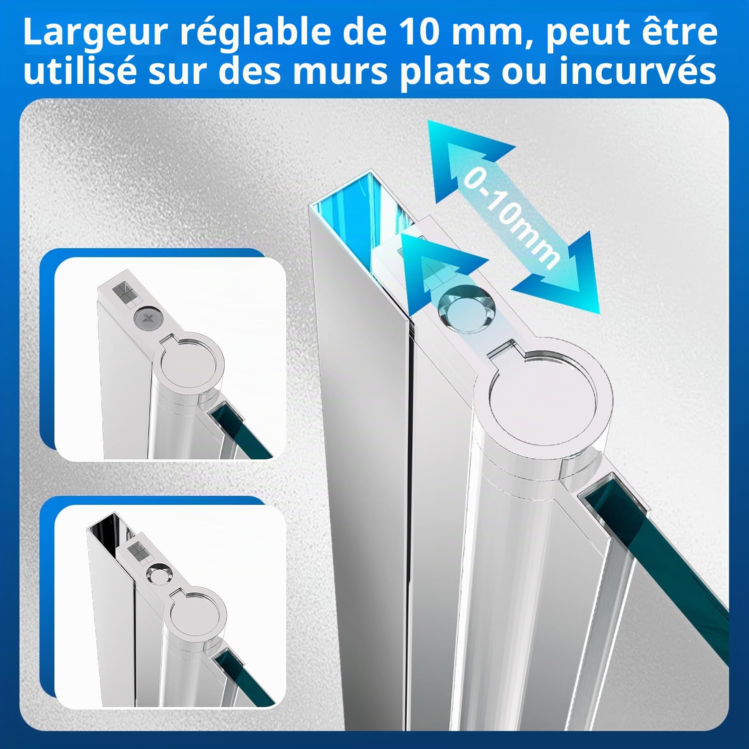 Paroi de douche pliable en 3 parties - Paroi de douche pour baignoire - 100 x 140 cm - Verre de sécurité ESG de 6 mm avec nano-revêtement - Rotation à 180° - Orné d'un motif à rayures