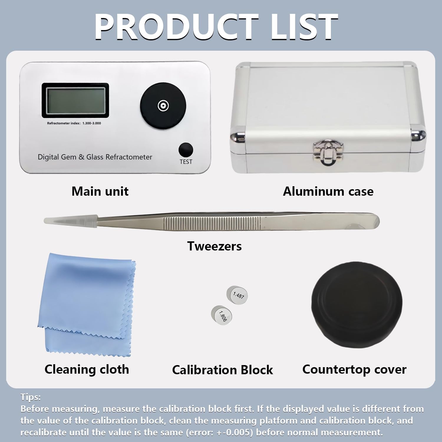 Digital Refractometer & Gem Tester, Refractive Index 1.300-3.000, LCD Display, 700mAh Battery, ±0.005 Accuracy, Ideal for Diamonds, Jewelry, Jade & Crystals