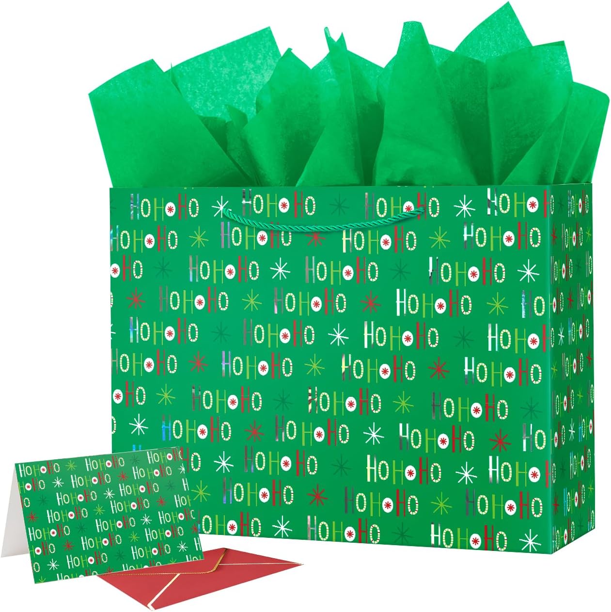Ranfashiong 16" Christmas Gift Bag with Tissue Paper Xmas