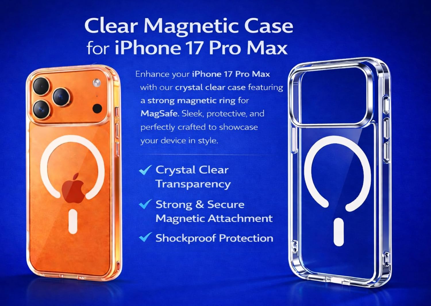 Phone Case for iPhone 17 Pro max Clear Magnetic Case, MagSafe Compatible, Anti-Yellowing Shockproof Military-Grade Transparent Protective Cover – 6.3 inch - Image 6