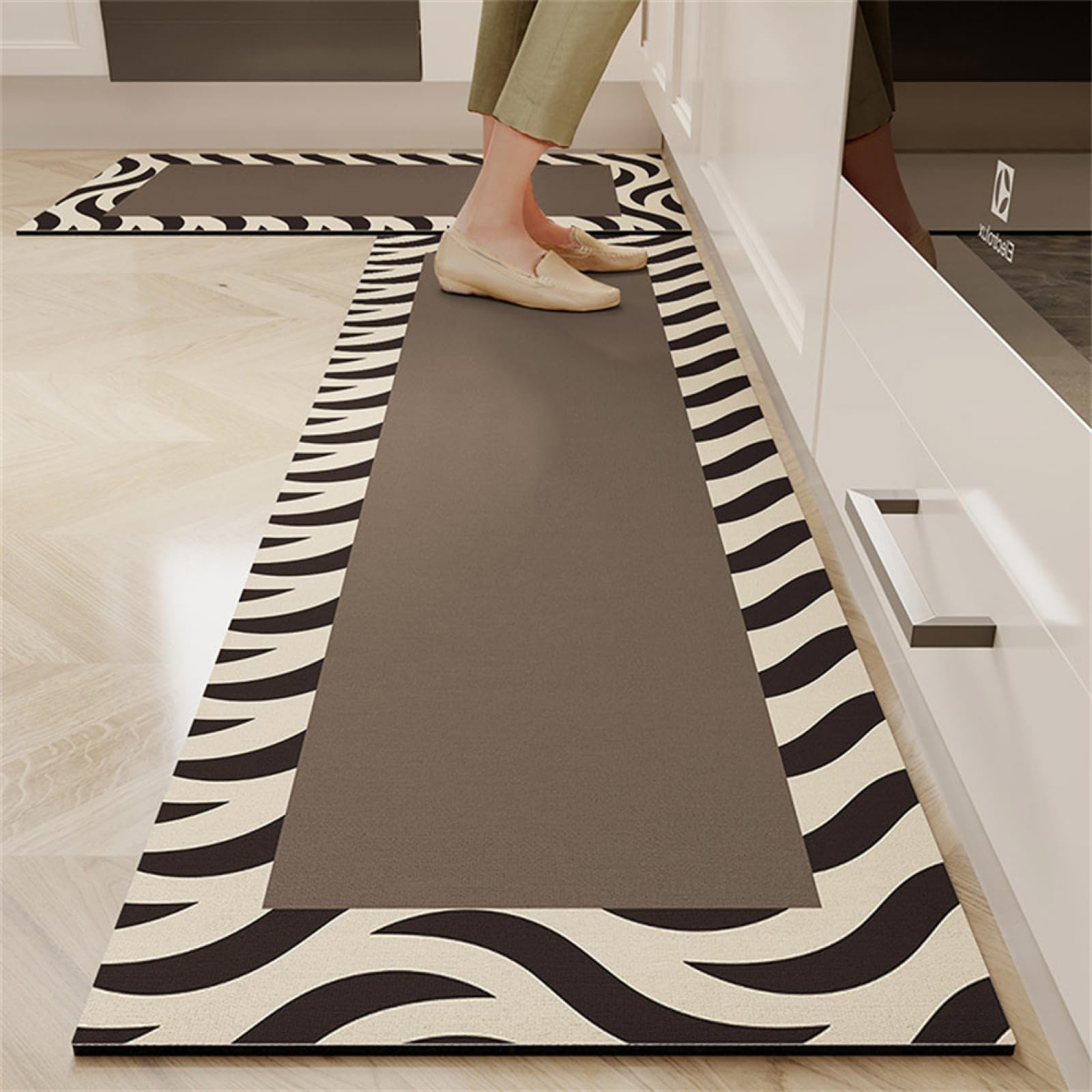 KüChenläUfer KüChenmatte 45x120cm, KüChenteppich Waschbar rutschfest, Teppich LäUfer Flur FußMatte Badematten, Wasser öL Aufnehmen Teppich KüChe Set für KüChe Wohnzimmer, Badezimmer Coffee