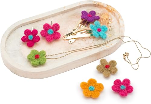 Miniatura 4 de GLACIART ONE Lana de fieltro de flores de margarita para manualidades, 24 unidades, margaritas para manualidades para adornos navideños, móvil de