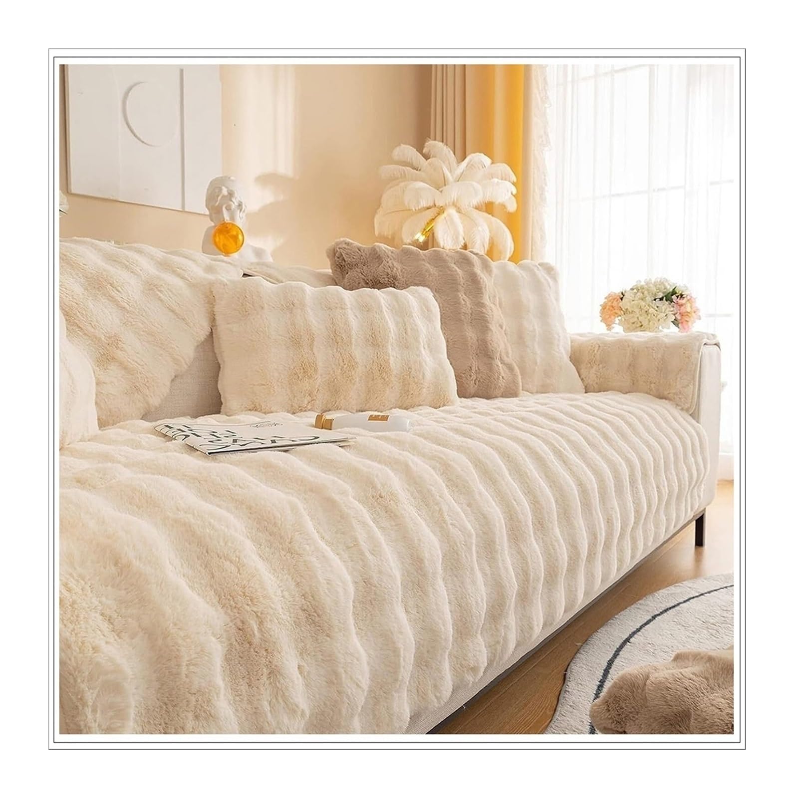 MeRcri Couch Cover, Cosy Plush Solid Colour Non-Slip Couch Cover, Sofa Covers Cushion, Washable Winter Soft Furniture Protector Sofa Slipcovers (Color : 2, Size : 110x160cm/1pc)