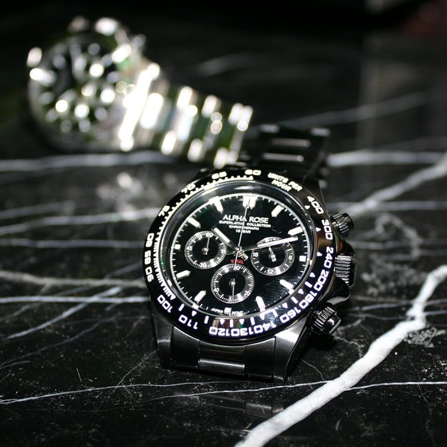 Amazon.co.jp: [アルファローズ] 腕時計 ALPHAROSE0055-3 ブラック