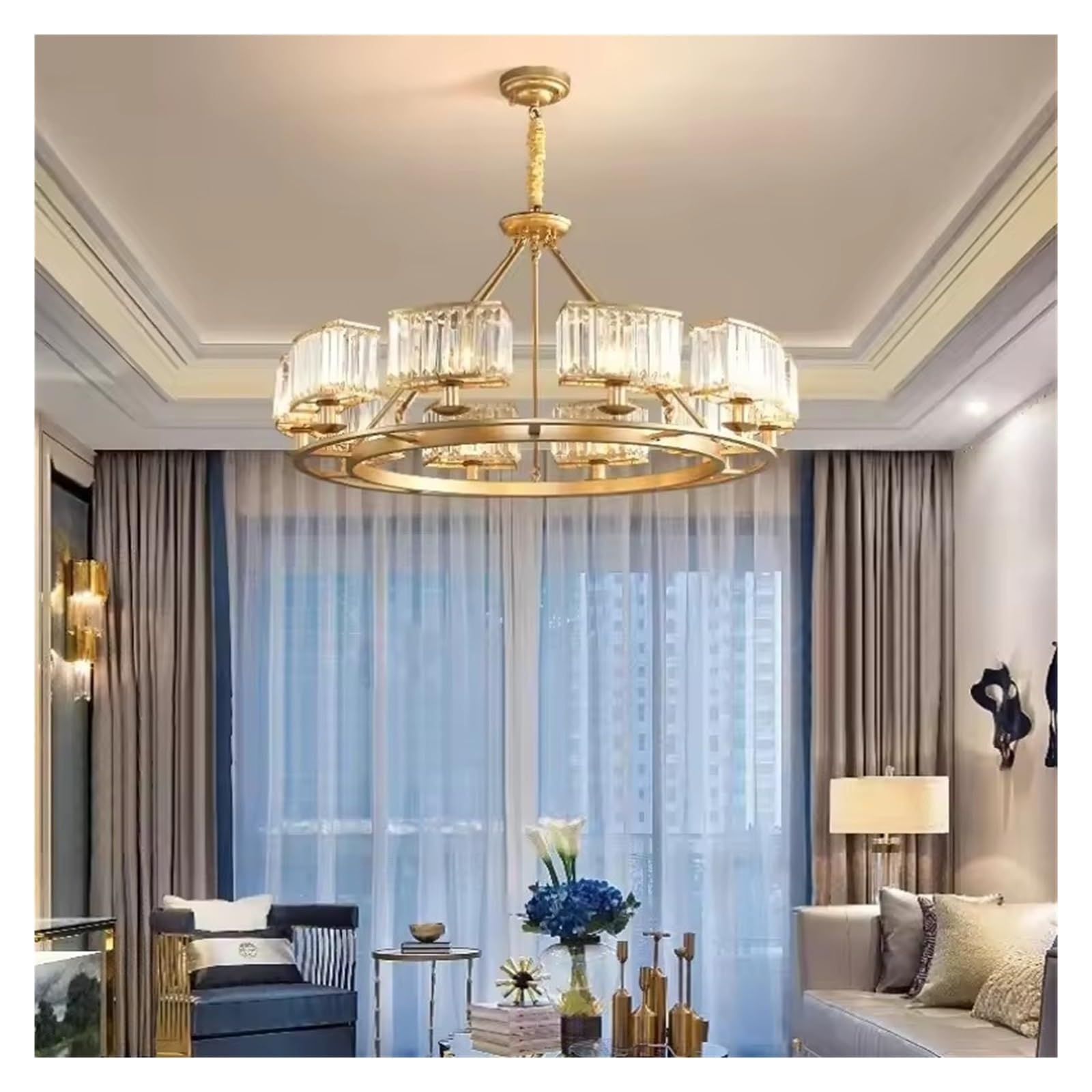 Lampe LED suspendue en cristal de 60 cm pour l'éclairage de salle à manger