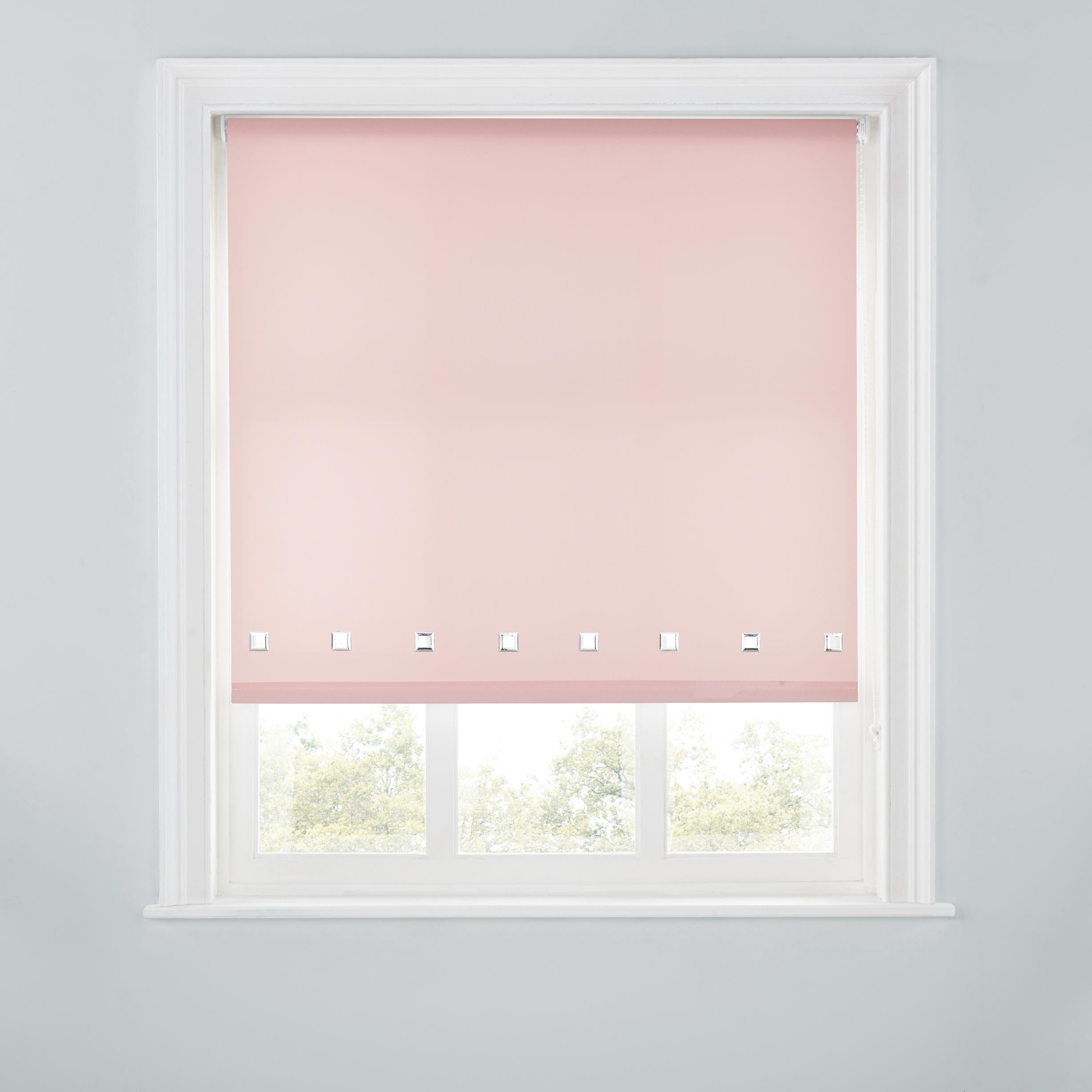 Premium Trimmable Square Eyelet Roller Window Blind – Light Filtering Fabric,Easy Fit,Child Safe Chain for Bedroom,Kitchen,Living Room. 2FT - BLUSH PINK - 60cm (W) x 170cm (L) | 23.6" (W) x 66.9" (L)