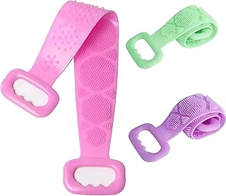 منظف - فرشاة تنظيف الجسم من السيليكون لسهولة التنظيف والتقشير، مثالية للاستخدام في الحمام او الحمام لازالة الجلد الميت (3 قطع من اللون الموضح)