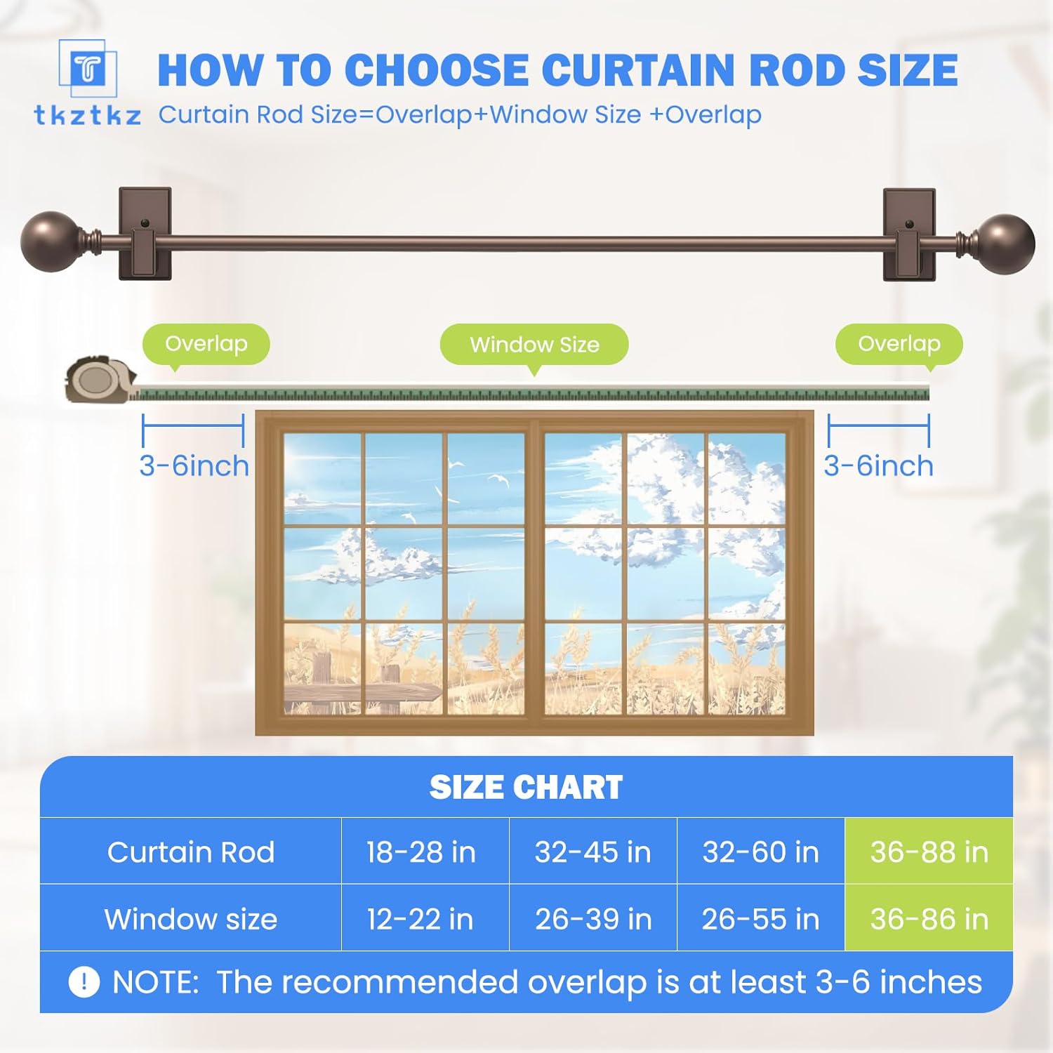 TKZTKZ Curtain Rods No Drilling, 36-88 Inch Adjustable No Drill Curtain Rod with Adhesive Brackets, 5/8" Renter Friendly Stick On Rod for Apartments, Bedroom, RV, Heavy Duty 20-30 lbs, Antique Bronze