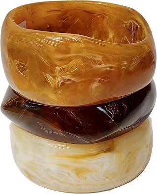 3PCSAcrylic Chunky Bangle Bracelets for Women,Resin Bangles Wide Geometric Irregular Colorful Jewlery for Gifts