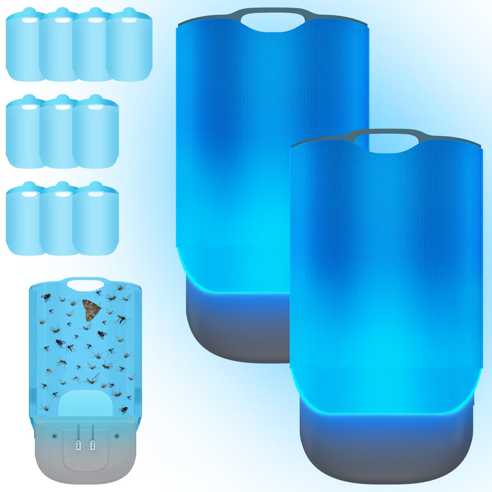 Trampa para insectos voladores para interiores, atrapasueños enchufable con luz UV para moscas de la fruta, mosquitos, seguro para la cocina y el hogar, dispositivo de mata insectos enchufable (2