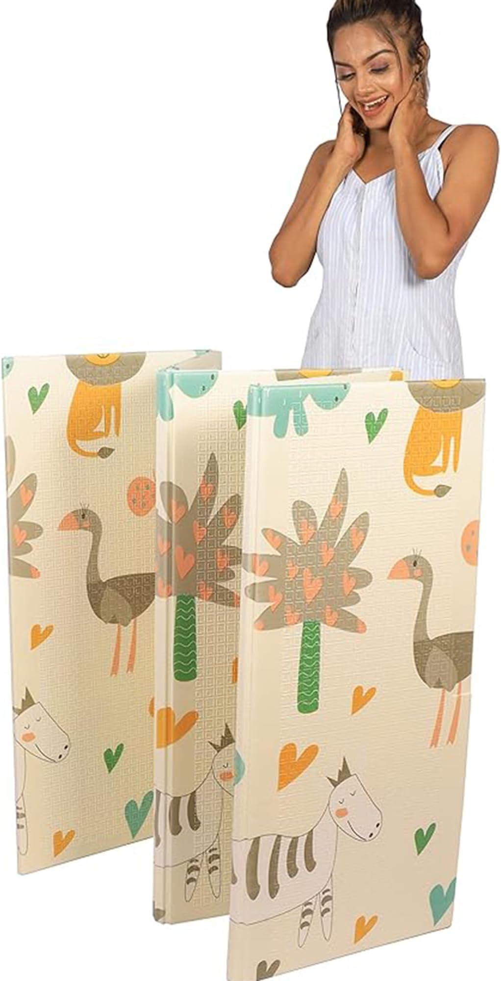 KRIVA 6Ftx6.5Ft Playmat Foldable Double Sided Baby Gift Kids Birthday Toys Children Infant Play Mat Crawling Walking Carpet Parent Child Yoga Mat Proof Thick Mat (180X200Cm,Assorted), Count 1