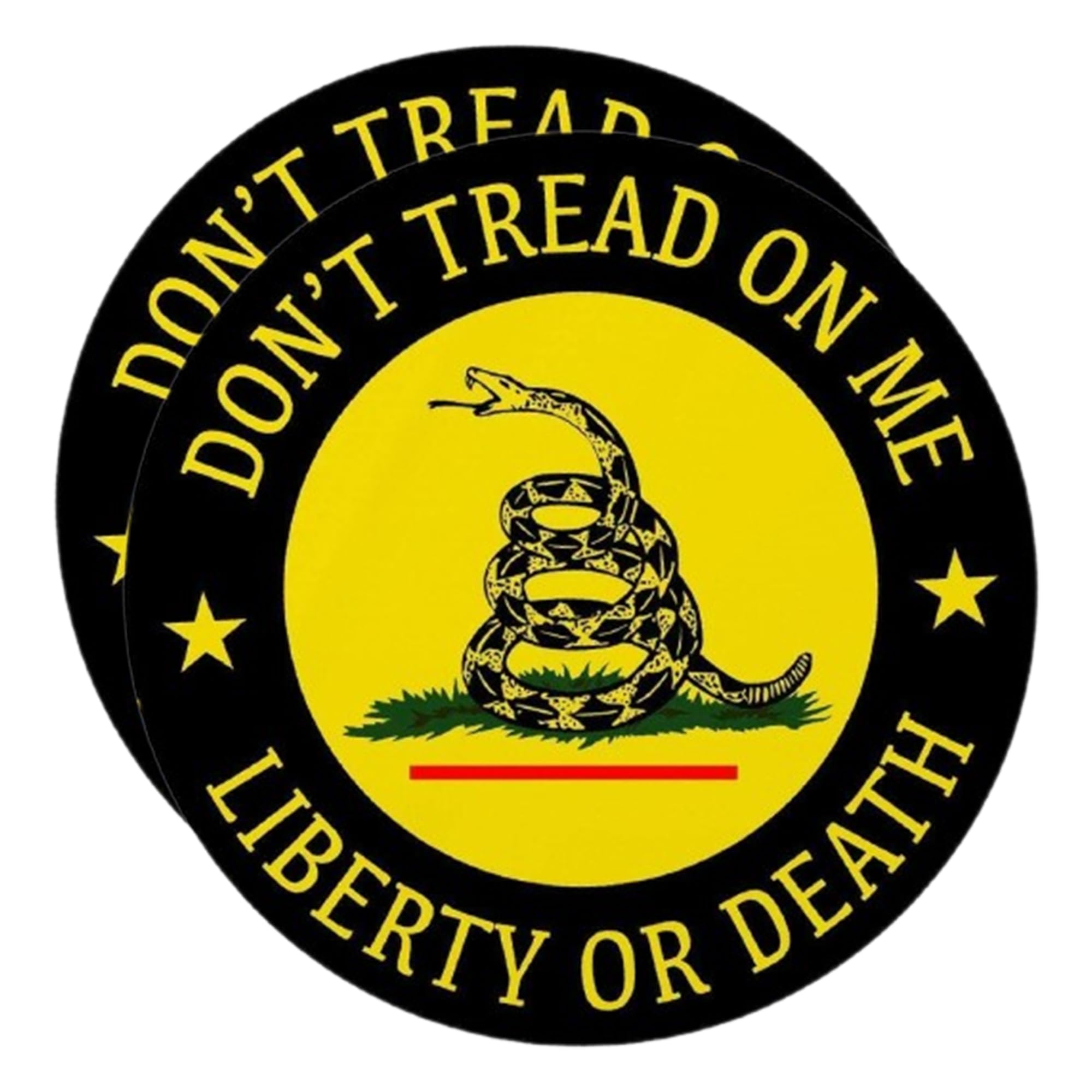 eDesign2-Pack Don't Tread On Me Liberty or Death Vinyl Sticker Decal - 4 Inches - Dont Tread On Me Sticker for Car Truck SUV Van Window Bumper Wall Laptop Tablet Cup Tumbler and Any Smooth Surface