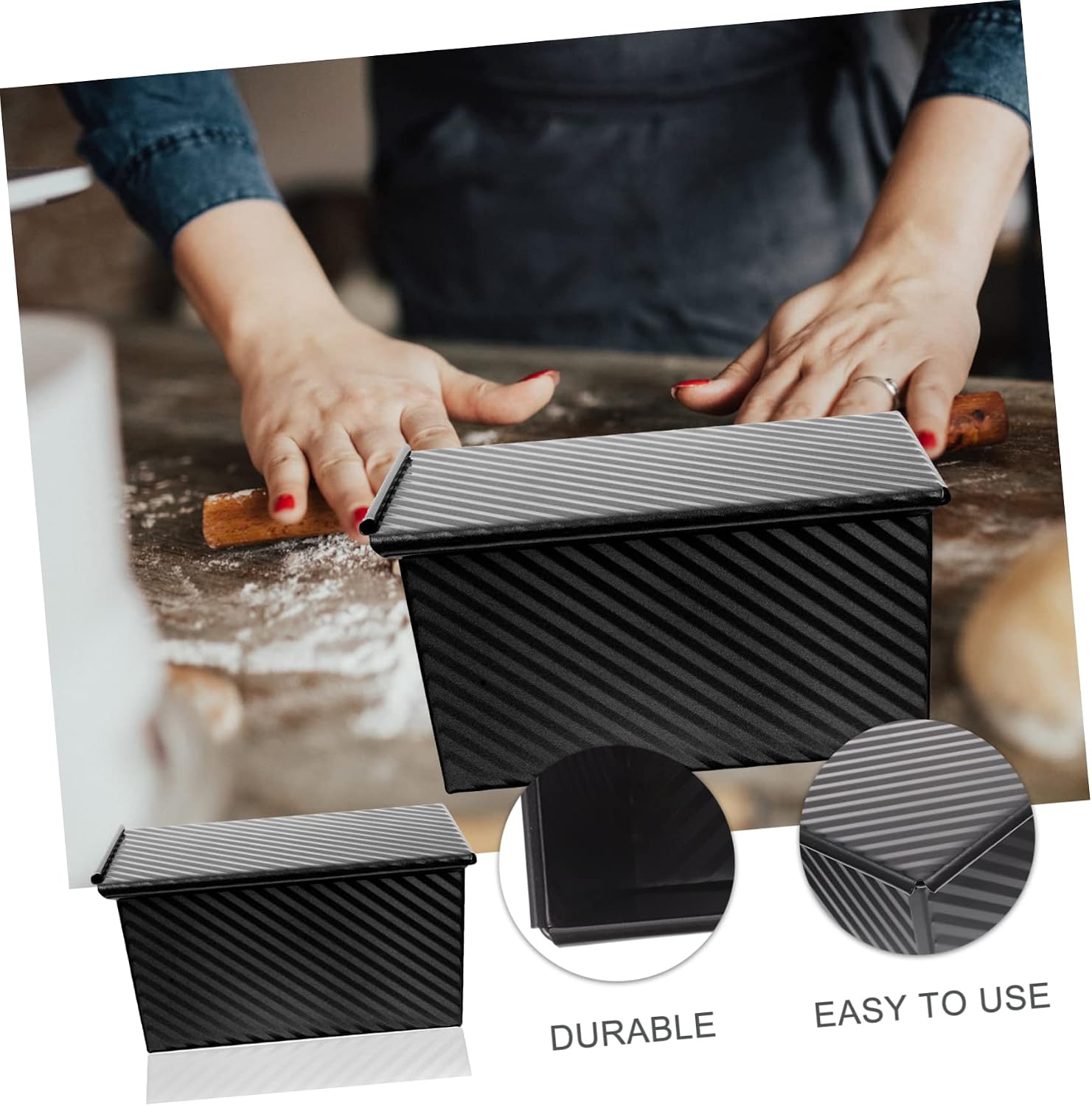 Cabilock Carbon Steel Bread Mold with Lid Non-Stick Toast Box for Baking Sturdy Toast Mold for Household Baking Supplies for Making Loaves and Cakes