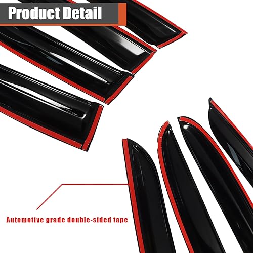 Miniatura 5 de labwork Viseras de ventana de protección solar y lluvia, deflector de ventilación de viento, acrílico negro, repuesto para SRT 2011 2012 2013 2014