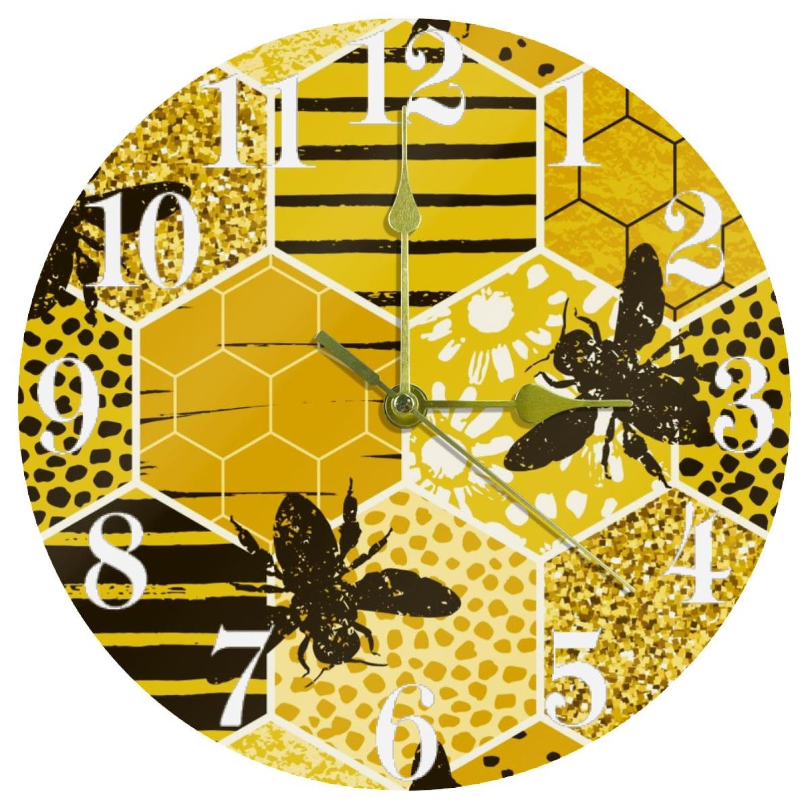 Horloge murale silencieuse pour cuisine et bureau avec motif géométrique