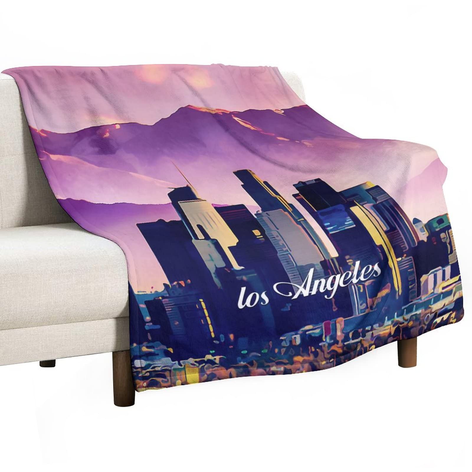 Couverture douce et chaude adulte 130x150cm jeté de lit imprimé Los Angeles
