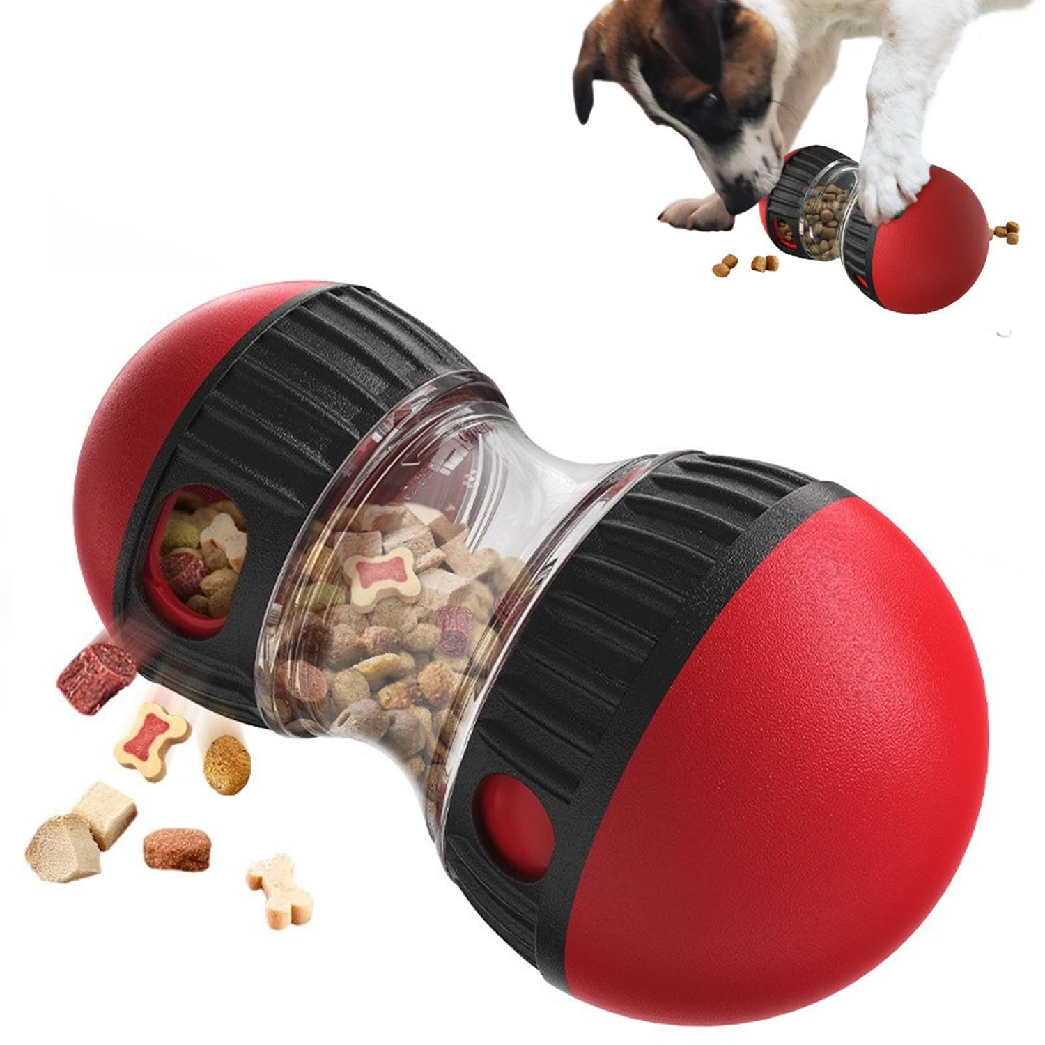 Nokwocy Intelligentie speelgoed voor honden, voederbal voor honden, interactief hondenspeelgoed voor mentale stimulatie, drukke honden, traktatiebal voor kleine, middelgrote en grote honden (rood