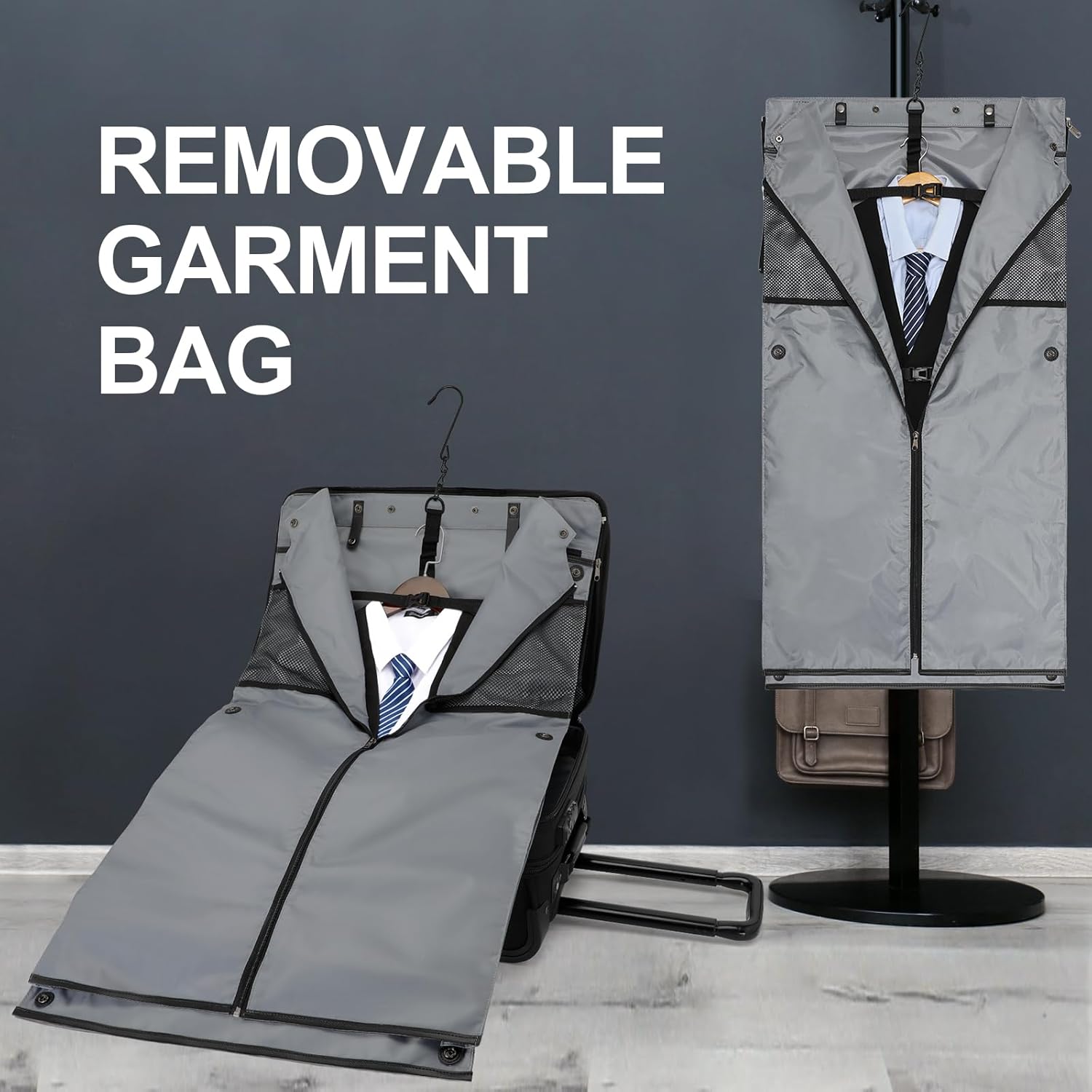 Modoker Rolling Garment Bag with Wheels Luggage for Suits with Wheels Wheeled Garment Bag for Travel 2 in 1 Rolling Duffel Bag, Black - Image 2