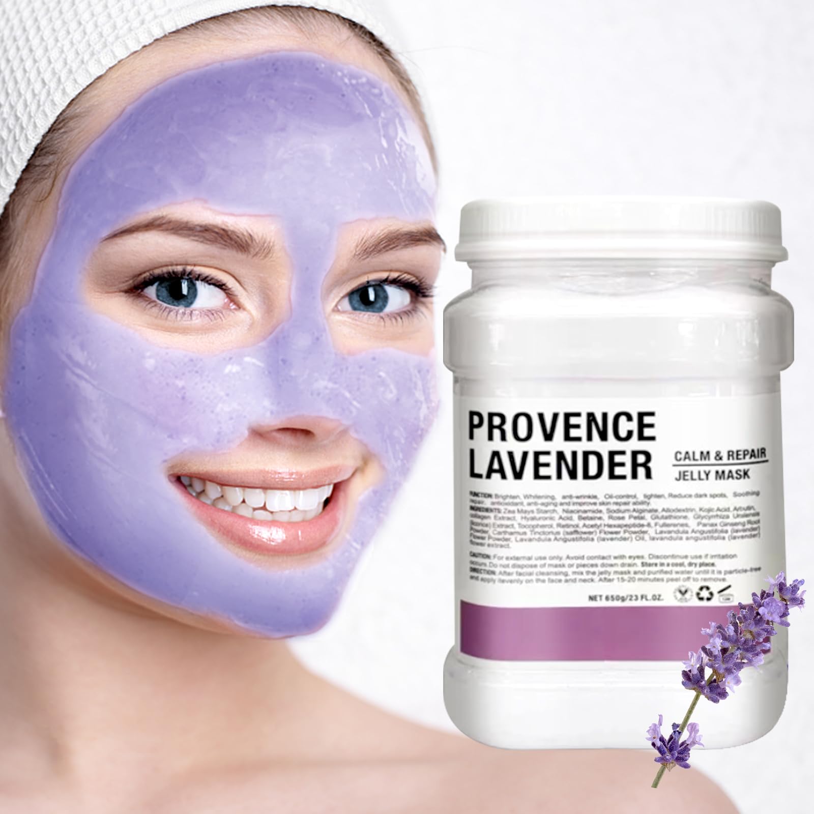 Jelly Mask for Facials, Hydrating & Moisturizing Peel-Off Rubber Gel Face Mask, Skin Care for Deep Hydration & Glow, 23 Fl Oz Jar Professional Spa Use for All Skin Types with Lavender essence