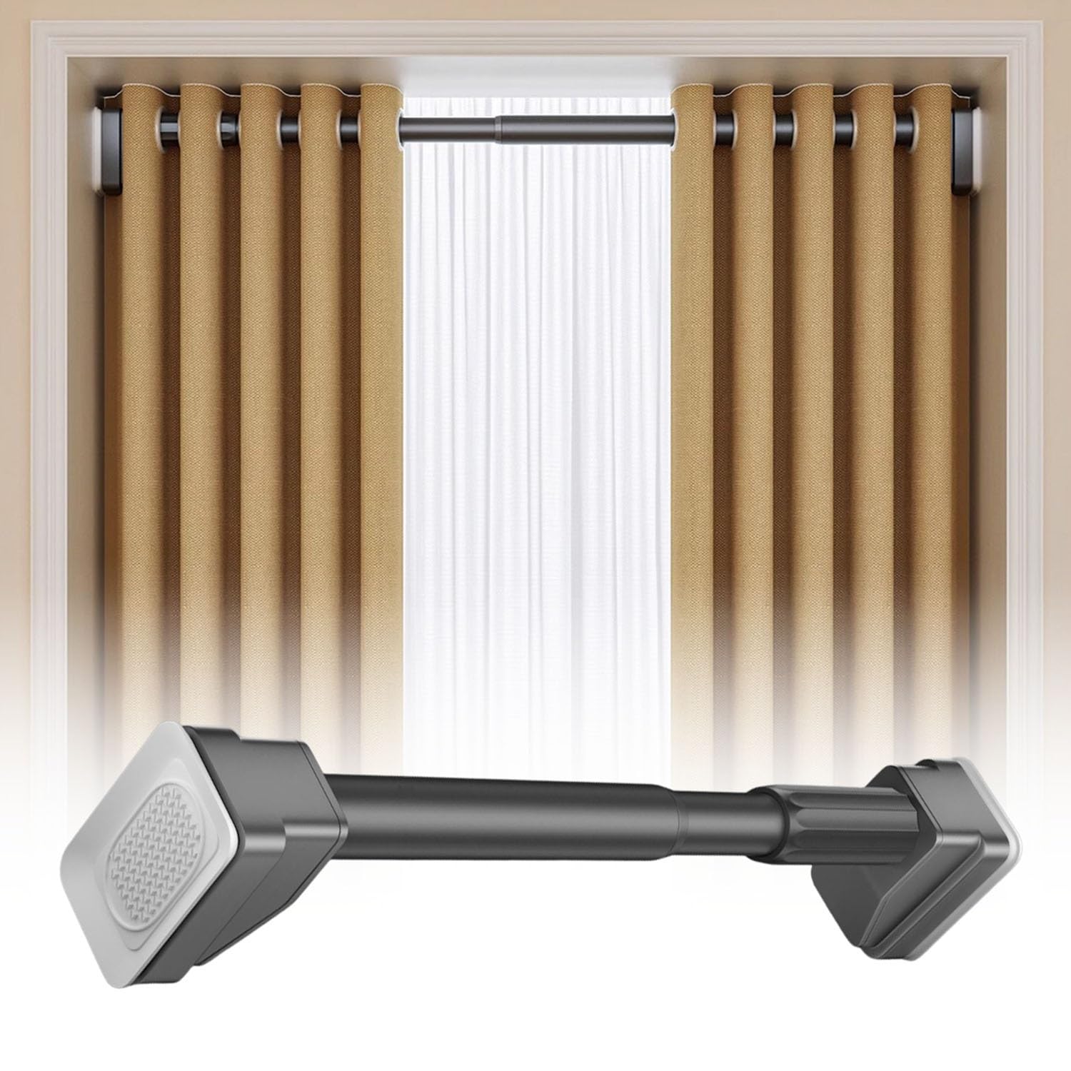 AdjustablRod - Separador antideslizante para ducha y habitación, sin taladrar, 40500 cm (gris 6398 pulgadas), versátil para decoración del hogar