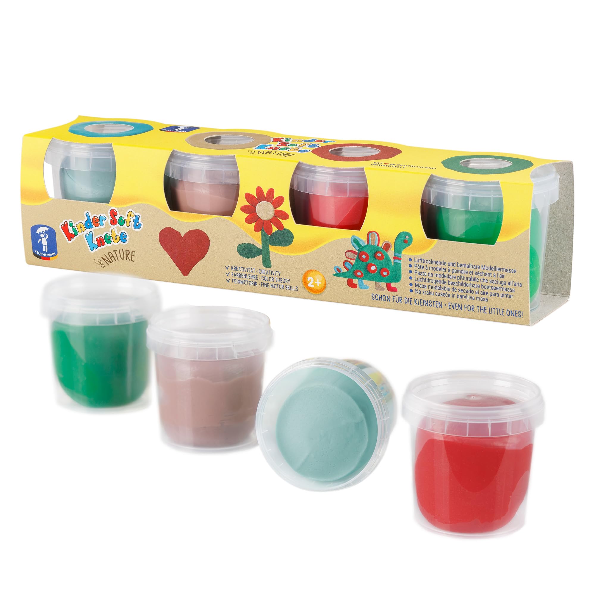 Feuchtmann Kinder Soft Putty Nature, 4 x 150 g Soft Children's Dough, Non-Toxic, Vegan and Gluten-Free