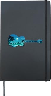 Acoustic Music Guitar City Sky Moon Night Forest Nature Tree Hardcover Journal, Black