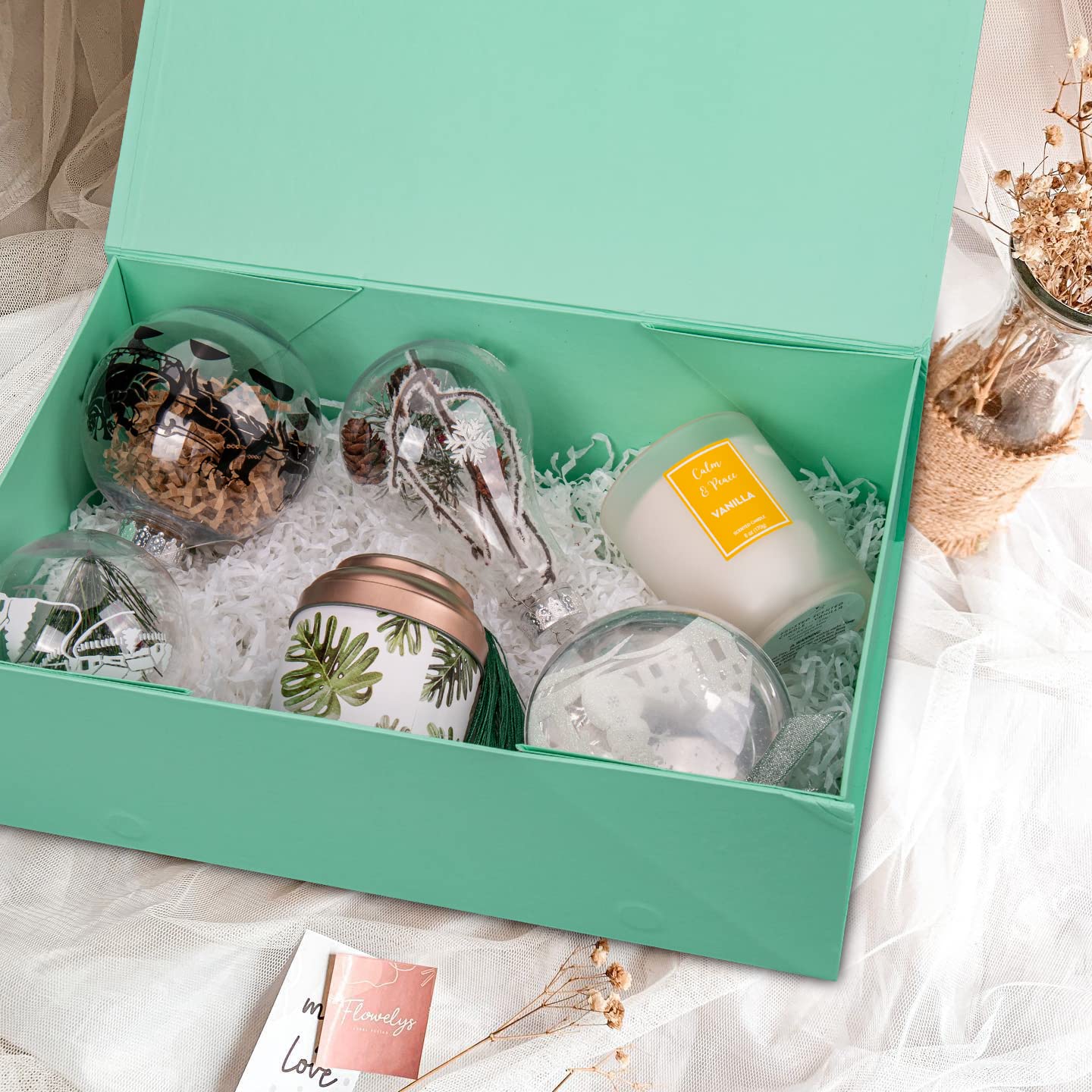 Scatola Regalo Magnetica 30x24x10 Cm Bianca - Pieghevole Con Nastro, Biglietto E Rafia - Foto 6