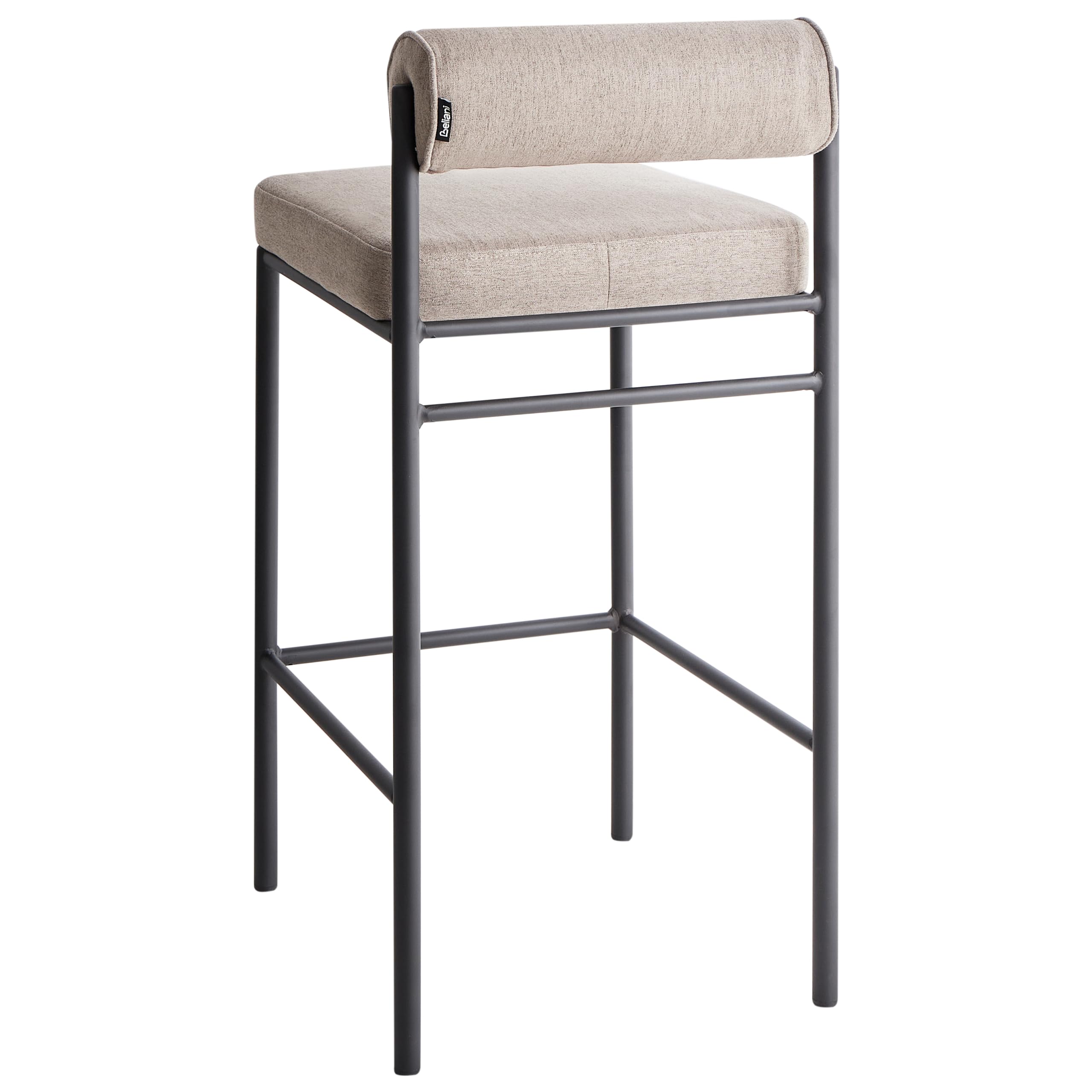 Beliani Barstuhl 2er Set Stoff beige/Taupe niedrige Lehne Metallgestell Fußstütze Amaya