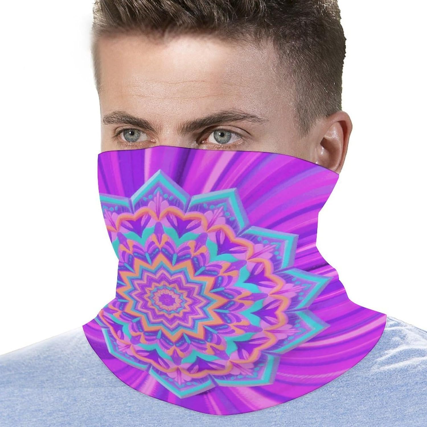 Simple Mandala Neck Gaiter for Men Women Cooling Wrap Headwear Winter Head Wrap Scarf Beautiful Headband Personality Balaclava Sport Magic Scarf Windproof Hair Bandana
