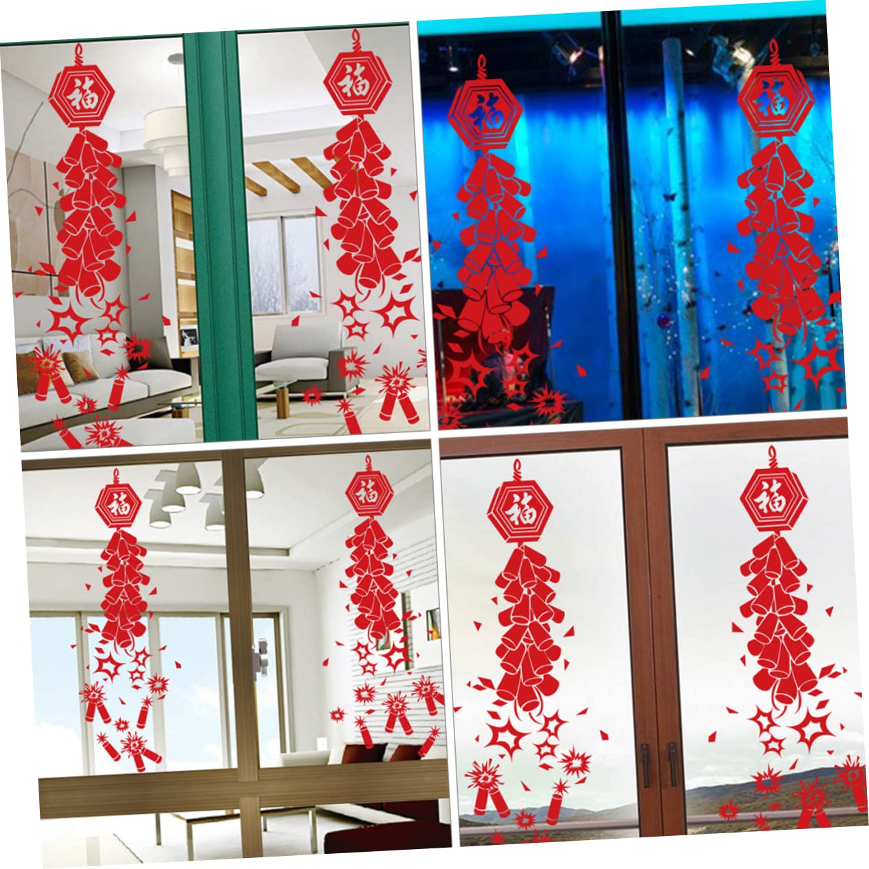 ULTECHNOVO 3pares Calcomanías De Ventana Festival De Pegatinas De Año Decoraciones Para y Instalación Material Diseño Alegre Para Ventanas y Paredes