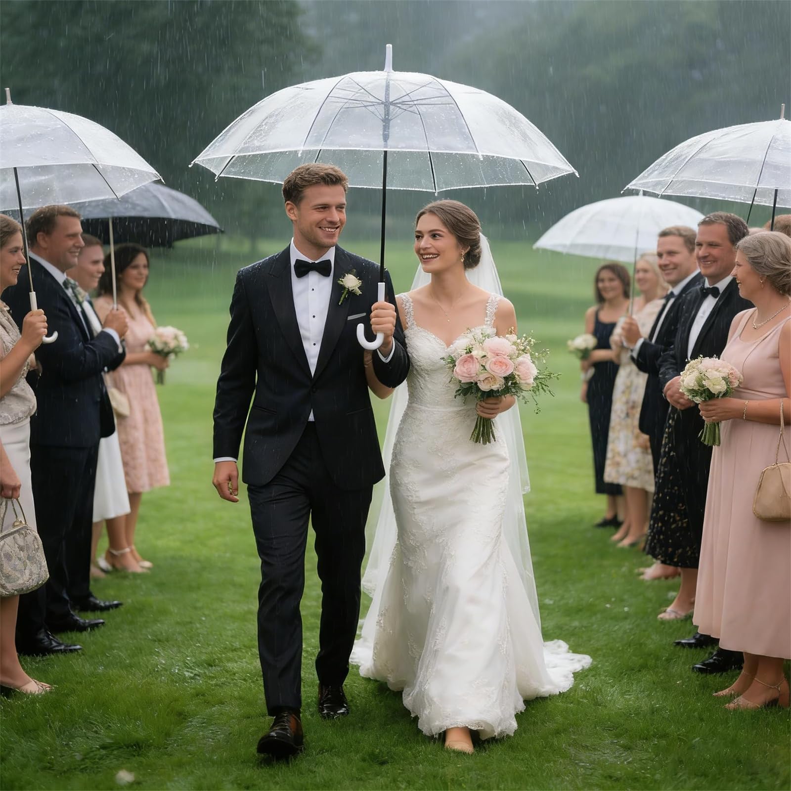 Parasol ślubny przezroczysty parasol bąbelkowy 20 szt. wiatroszczelny deszcz akcesoria na imprezę ślubną na świeżym powietrzu