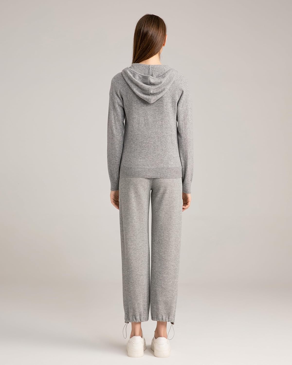 State Cashmere 2-Way Zip Up Hoodie with Pockets and Zipper 100% Pure Cashmere Long Sleeve Sweater for Women Cashmere Hoodies - Image 5