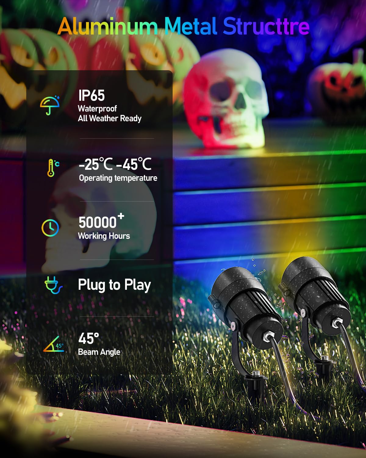 12W RGB Faretti da Giardino picchetto per Natale con Puntale a Terra + Telecomando, Faretto LED Dimmabile Controllo Cambio Colori con Alimentazione Elettrica, Timer Impermeabile per Giardino