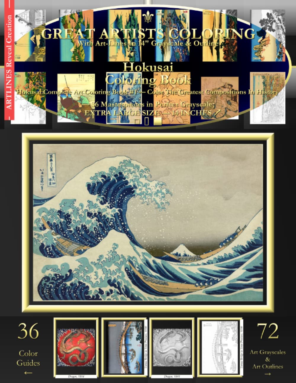 Hokusai Coloring Book: Hokusai Complete Art Coloring Book #1 - Color The Greatest Compositions In History