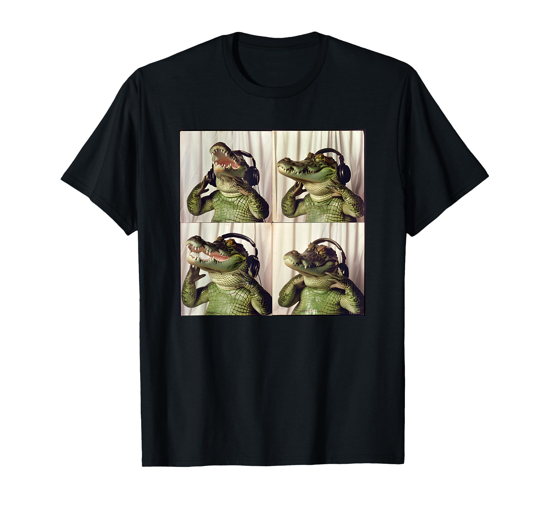 Alligator With Headphones Animal Photobooth Cool Gator T-Shirt