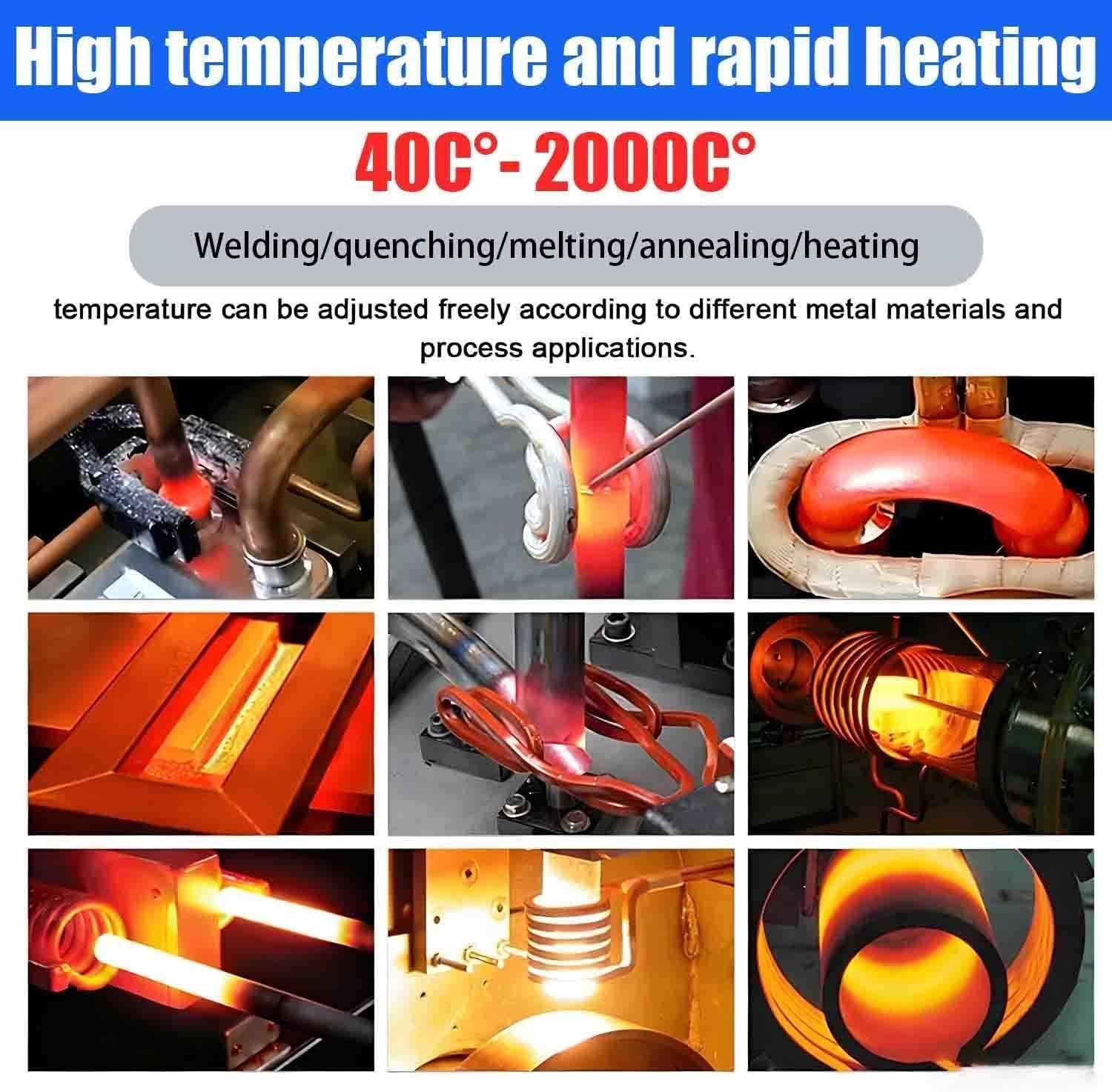 15KW High-Frequency Induction Heater, Compact Induction Heating Machine for Copper Pipe Welding, Metal Quenching & Forging, Adjustable 40°C-2000°C Temperature Range