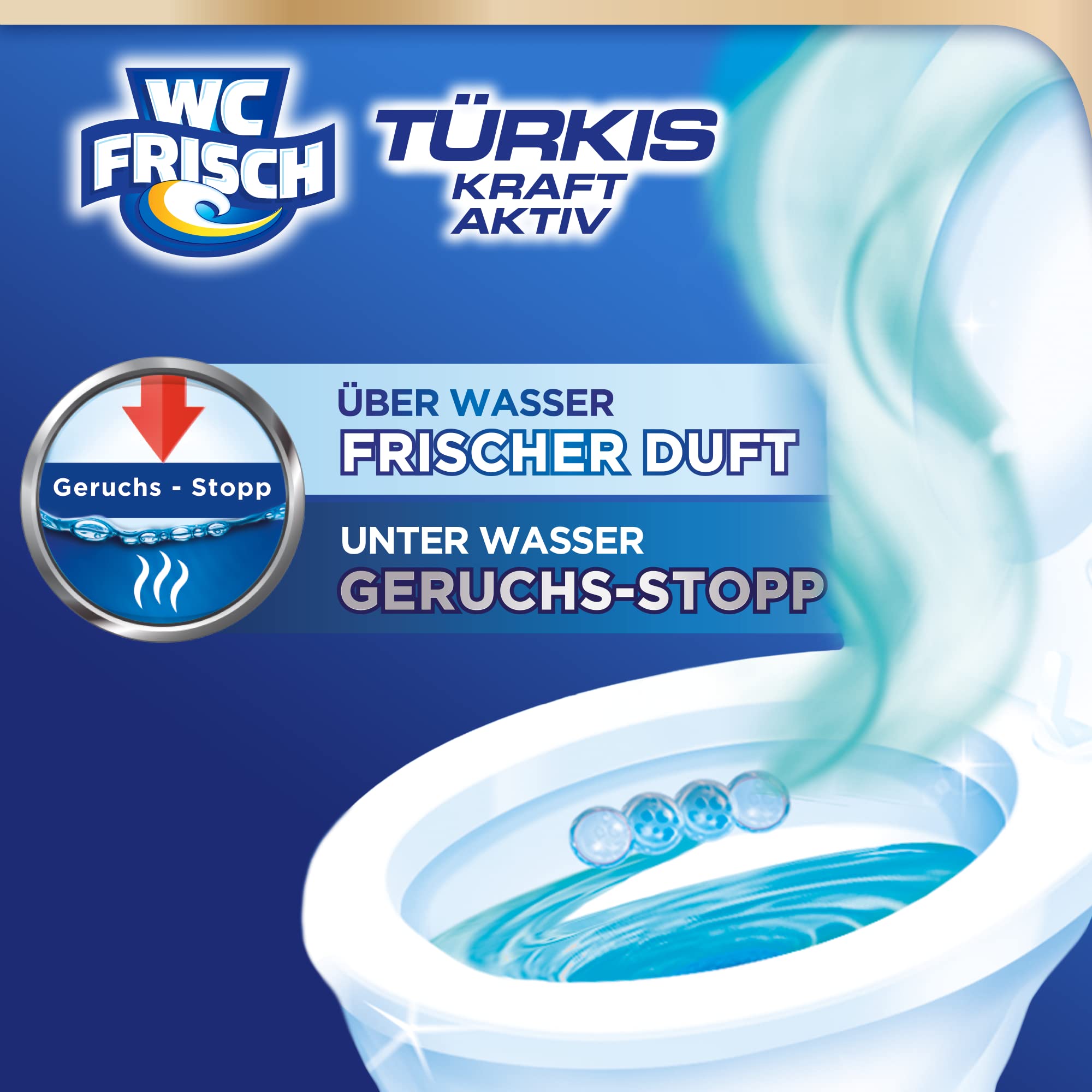 WC-Frisch Kraft Aktiv Türkisspüler Meeresfrische (10er Pack), WC Reiniger für eine sichtbare Reinigung mit türkisem Wasser, Duftsteine für einen intensiven WC Duft