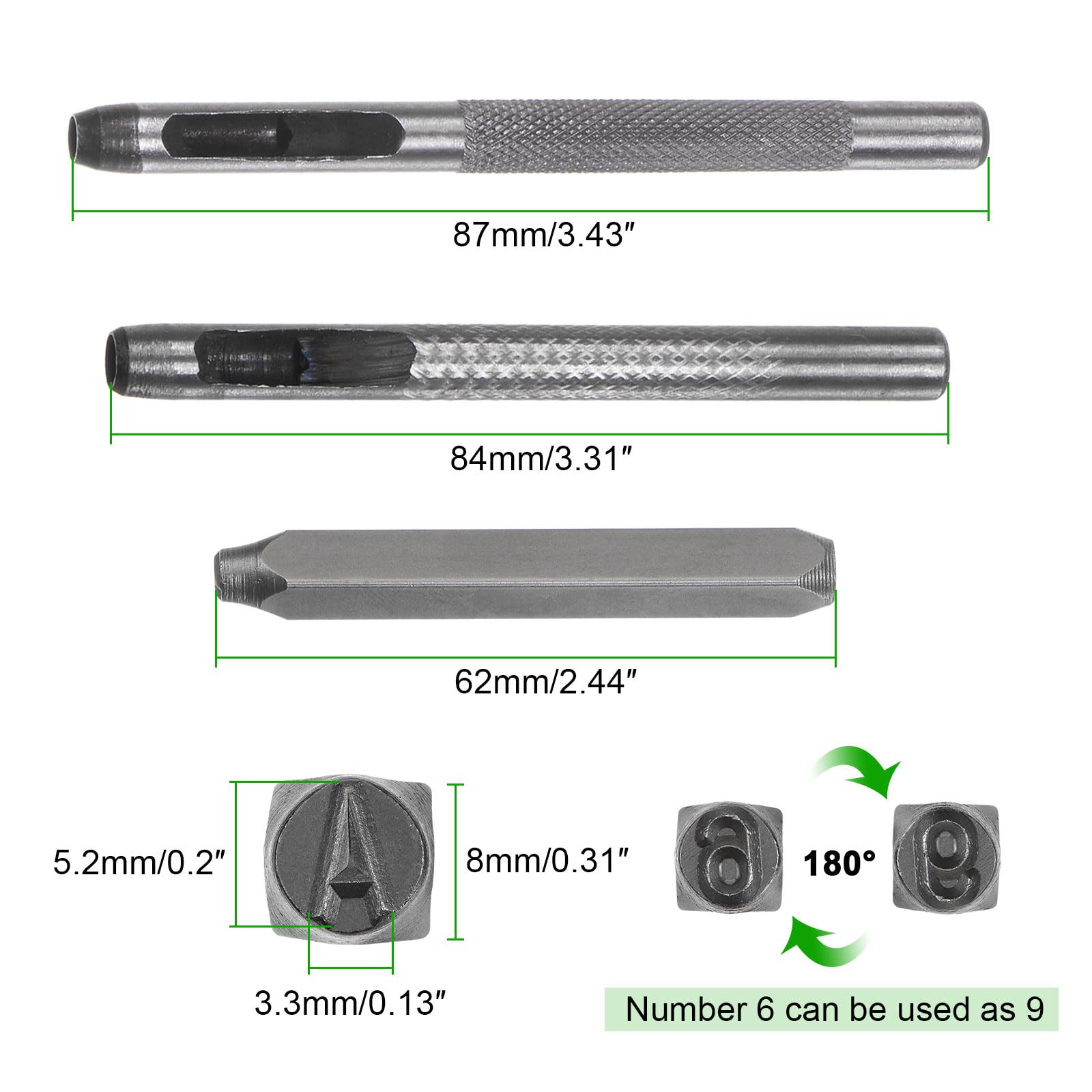 QUARKZMAN 36pz Metallo Stampaggio Kit 5/32" (4mm) (AZ, 0-8,"&" Simbolo) Acciaio Lettera Pugno Premere Utensile con Foro Pugno per Stampa su Metallo, Plastica, Legno, Pelle, Argento