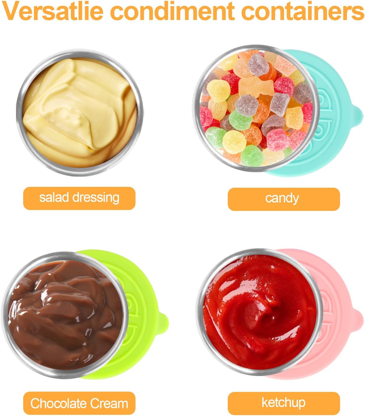 Smtfcty Mini Conteneurs de Vinaigrette Réutilisables en Acier Inoxydable – Ensemble de 3, Anti-Fuite, Sans BPA - Image secondaire