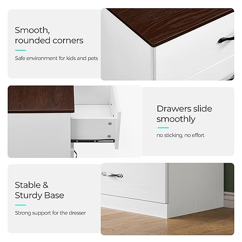 Miniatura 14 de LINSY HOME Cómoda de 8 cajones para dormitorio, cómoda de 54 pulgadas de ancho, cómoda moderna para TV con marco de madera y asas de metal, Negro